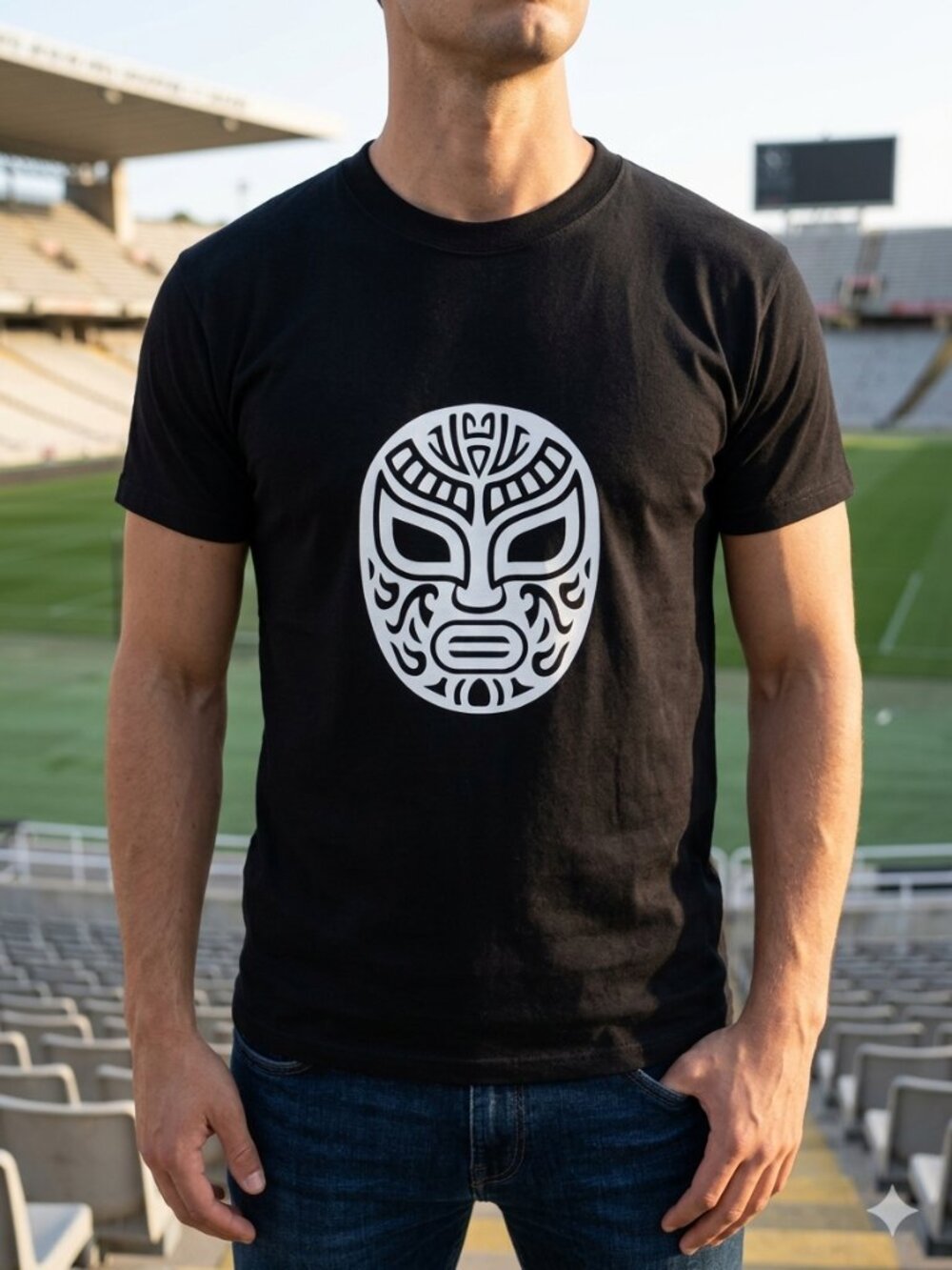Vintage FIFA World Cup Soccer Tee Y2K Football Shirt Men M LUCHA LIBRE MASK